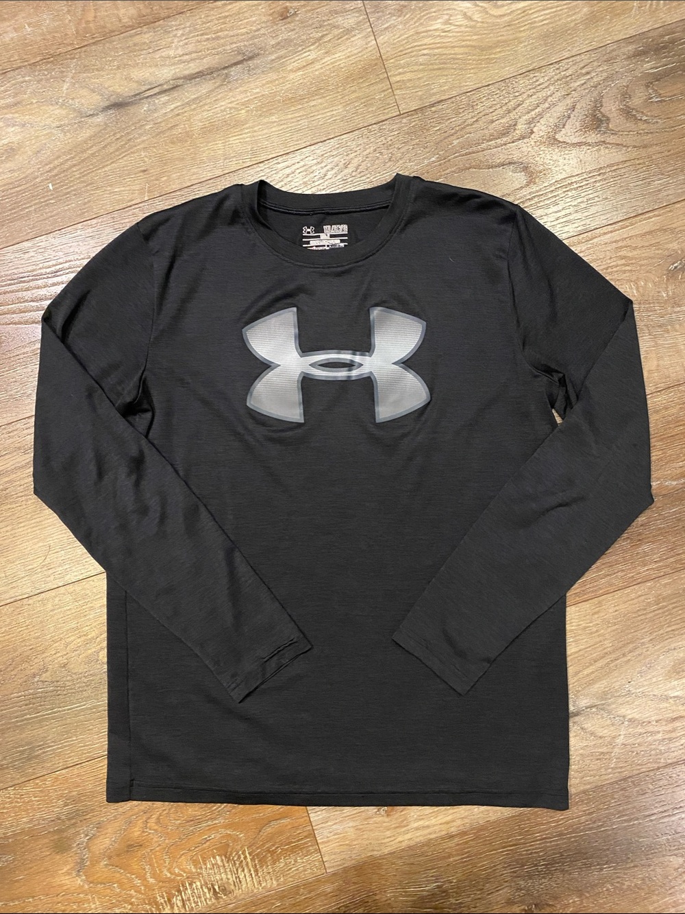 Under Armour Black Long Sleeve Tee with Silver Logo (YXL)
